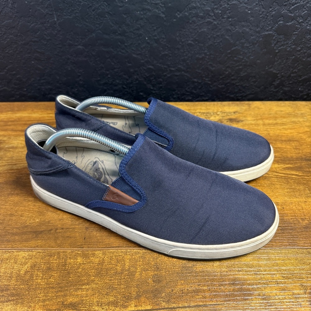 OluKai Kahu 10365-DE18 Dark Shadow Navy Blue Textile Slip On Mens Size 10